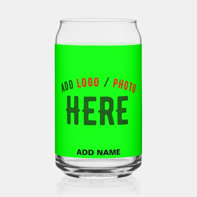 STYLISH MODERN CUSTOM NEON GREEN VERIFIED BRANDED CAN GLASS (Front)
