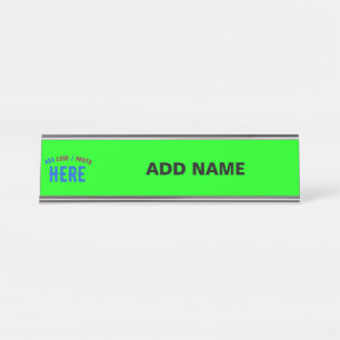 STYLISH MODERN CUSTOM NEON GREEN VERIFIED BRANDED DESK NAME PLATE