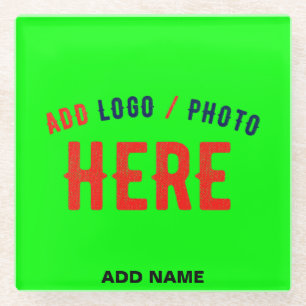 STYLISH MODERN CUSTOM NEON GREEN VERIFIED BRANDED GLASS COASTER