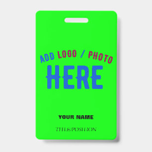 STYLISH MODERN CUSTOM NEON GREEN VERIFIED BRANDED ID BADGE
