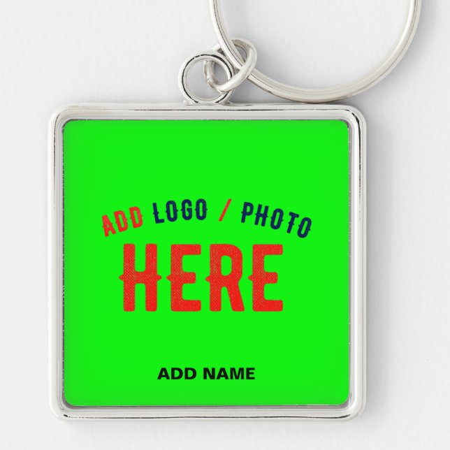 STYLISH MODERN CUSTOM NEON GREEN VERIFIED BRANDED KEY RING (Front)