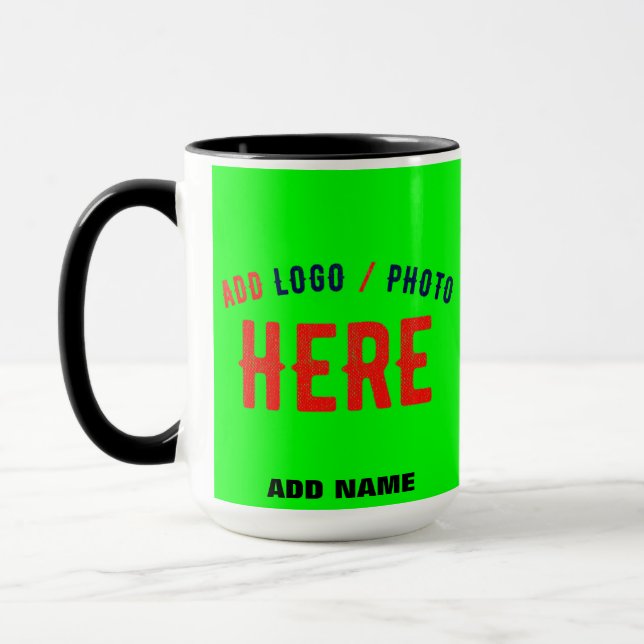 STYLISH MODERN CUSTOM NEON GREEN VERIFIED BRANDED MUG (Left)
