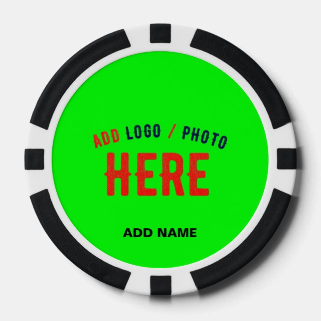 STYLISH MODERN CUSTOM NEON GREEN VERIFIED BRANDED POKER CHIPS (Front)