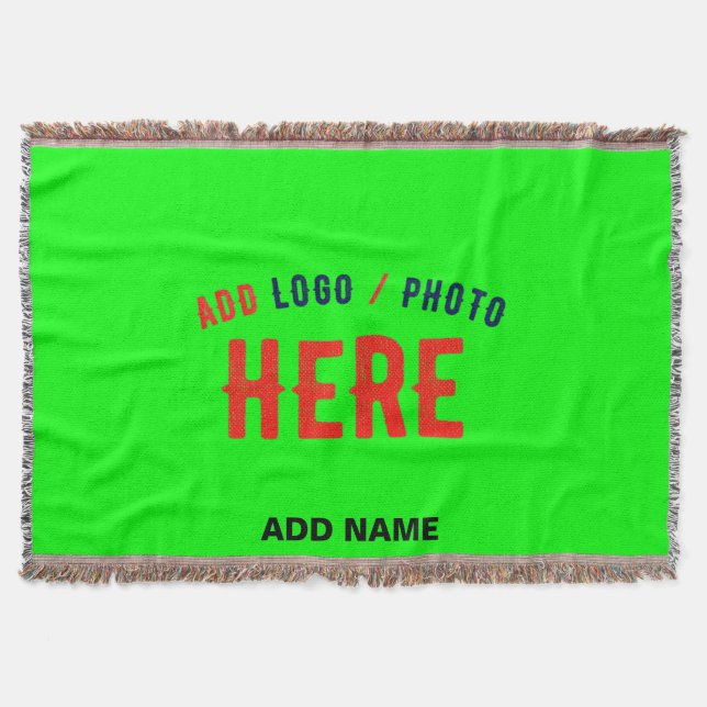 STYLISH MODERN CUSTOM NEON GREEN VERIFIED BRANDED THROW BLANKET (Front)