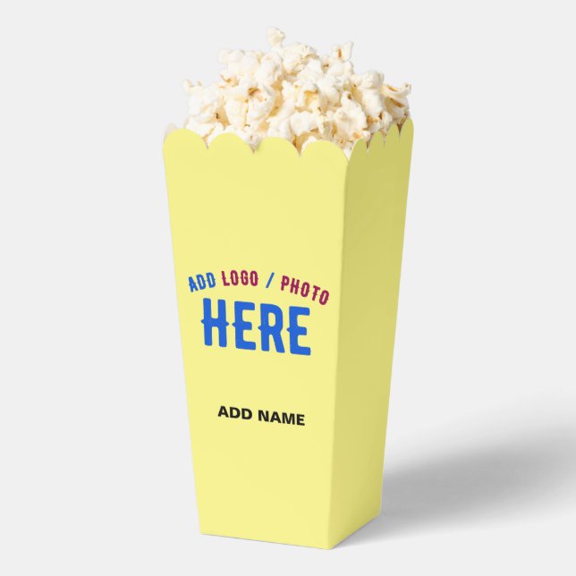 STYLISH MODERN CUSTOM PASTEL YELLOW BRAND POPCORN FAVOUR BOX (Popped)