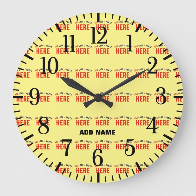 STYLISH MODERN CUSTOM PASTEL YELLOW VERIFIED BRAND LARGE CLOCK (Front)