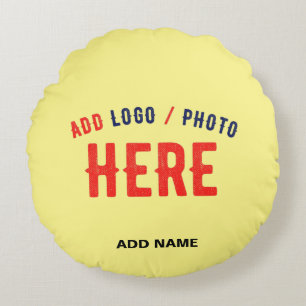 STYLISH MODERN CUSTOM PASTEL YELLOW VERIFIED BRAND ROUND CUSHION
