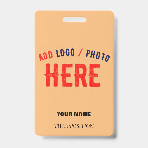 STYLISH MODERN CUSTOM PEACH ORANGE LANYARD BRANDED ID BADGE
