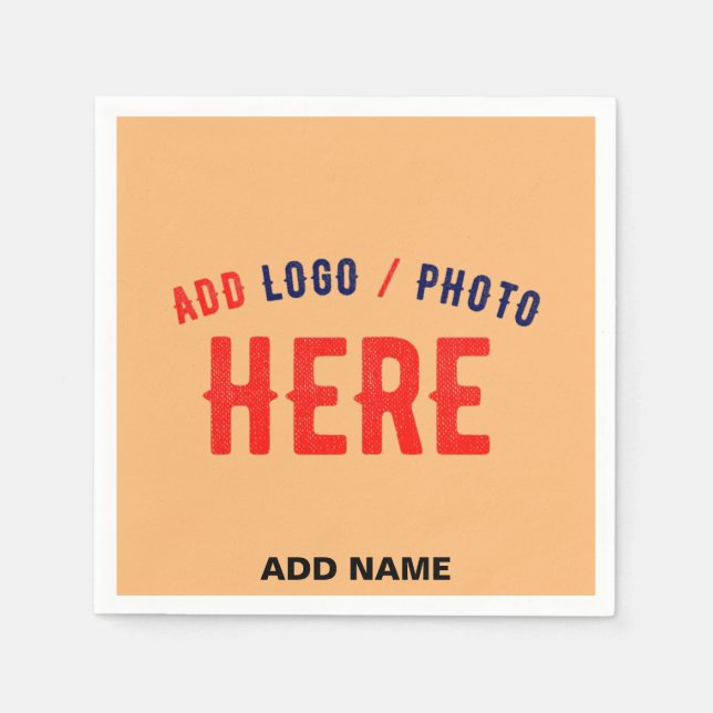 STYLISH MODERN CUSTOM PEACH ORANGE VERIFIED BRAND NAPKIN (Front)