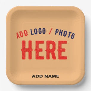 STYLISH MODERN CUSTOM PEACH ORANGE VERIFIED BRAND PAPER PLATE