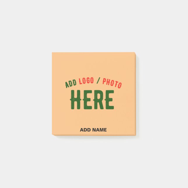 STYLISH MODERN CUSTOM PEACH ORANGE VERIFIED BRAND POST-IT NOTES (Front)