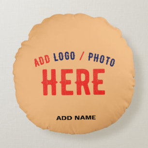 STYLISH MODERN CUSTOM PEACH ORANGE VERIFIED BRAND ROUND CUSHION