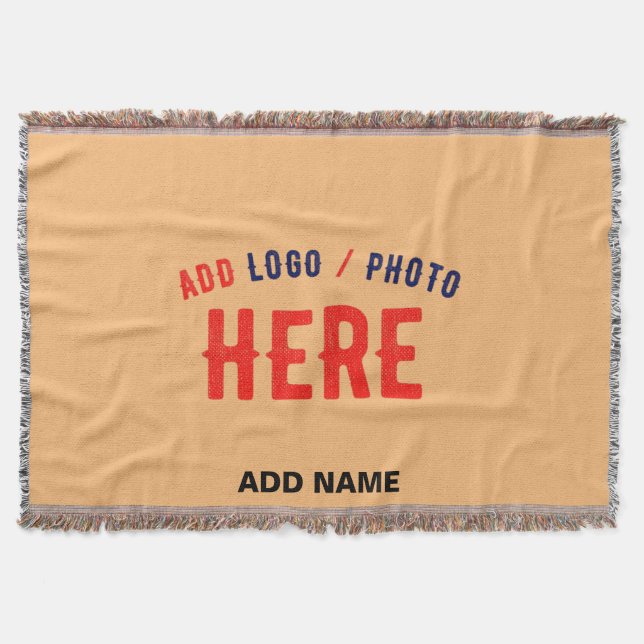 STYLISH MODERN CUSTOM PEACH ORANGE VERIFIED BRAND THROW BLANKET (Front)