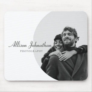 Stylish Modern Custom Photo Black White Mouse Mat