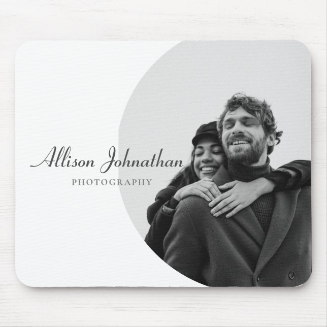 Stylish Modern Custom Photo Black White Mouse Mat (Front)