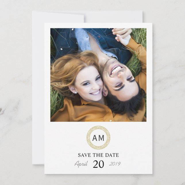 Stylish Modern Custom Photo Wedding Save the Date Invitation (Front)