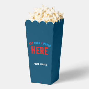 STYLISH MODERN CUSTOM PRUSSIAN BLUE BRAND POPCORN FAVOUR BOX