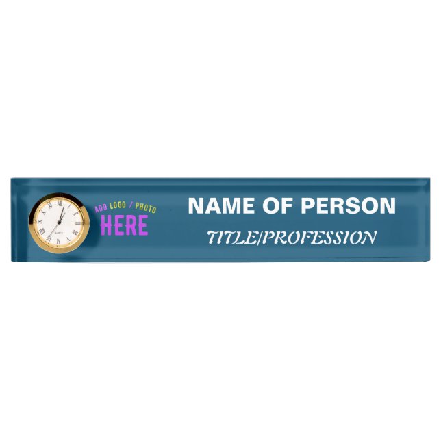 STYLISH MODERN CUSTOM PRUSSIAN BLUE VERIFIED BRAND NAMEPLATE (Front)