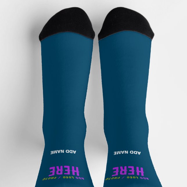 STYLISH MODERN CUSTOM PRUSSIAN BLUE VERIFIED BRAND SOCKS (Top)
