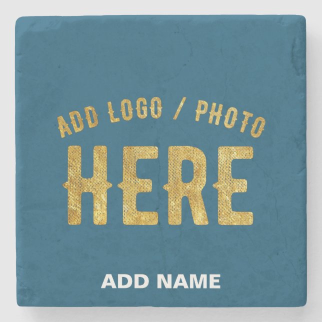 STYLISH MODERN CUSTOM PRUSSIAN BLUE VERIFIED BRAND STONE COASTER (Front)