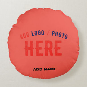 STYLISH MODERN CUSTOM RED ORANGE VERIFIED BRAND ROUND CUSHION
