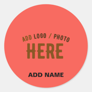 STYLISH MODERN CUSTOM RED ORANGE VERIFIED BRANDED CLASSIC ROUND STICKER