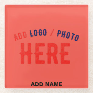 STYLISH MODERN CUSTOM RED ORANGE VERIFIED BRANDED GLASS COASTER