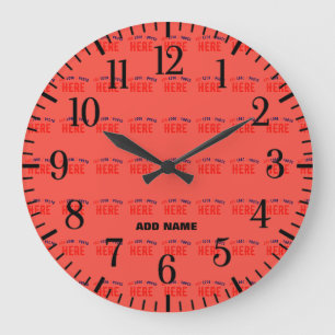 STYLISH MODERN CUSTOM RED ORANGE VERIFIED BRANDED LARGE CLOCK