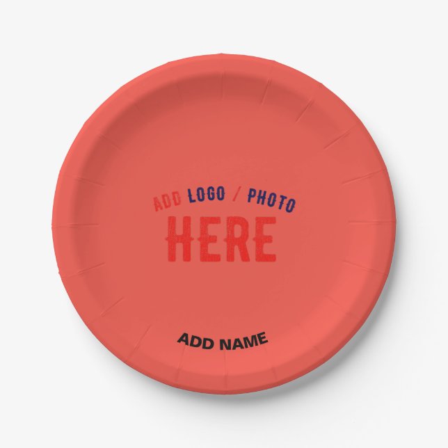 STYLISH MODERN CUSTOM RED ORANGE VERIFIED BRANDED PAPER PLATE (Front)