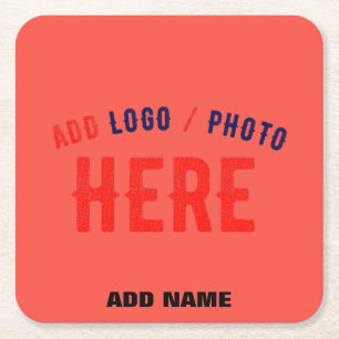 STYLISH MODERN CUSTOM RED ORANGE VERIFIED BRANDED SQUARE PAPER COASTER