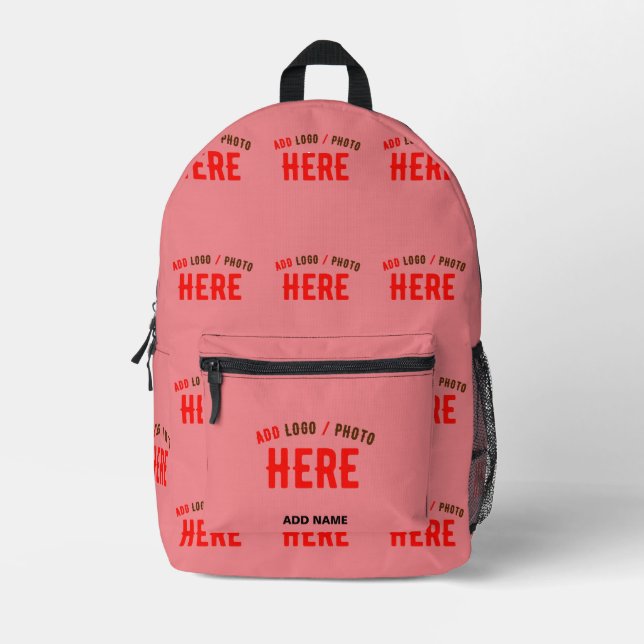 STYLISH MODERN CUSTOM SALMON PINK VERIFIED BRANDED PRINTED BACKPACK (Front)