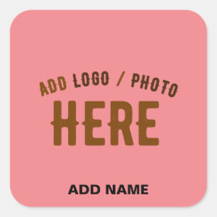 STYLISH MODERN CUSTOM SALMON PINK VERIFIED BRANDED SQUARE STICKER