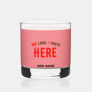 STYLISH MODERN CUSTOM SALMON PINK VERIFIED BRANDED WHISKEY GLASS