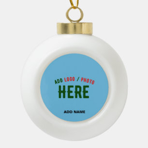 STYLISH MODERN CUSTOM SWAG SKY BLUE VERIFIED BRAND CERAMIC BALL CHRISTMAS ORNAMENT