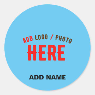 STYLISH MODERN CUSTOM SWAG SKY BLUE VERIFIED BRAND CLASSIC ROUND STICKER