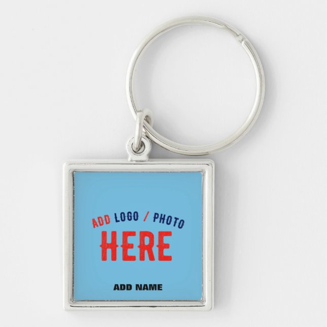 STYLISH MODERN CUSTOM SWAG SKY BLUE VERIFIED BRAND KEY RING (Front)