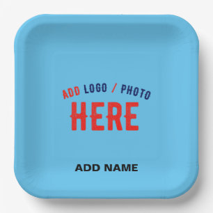 STYLISH MODERN CUSTOM SWAG SKY BLUE VERIFIED BRAND PAPER PLATE