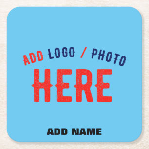 STYLISH MODERN CUSTOM SWAG SKY BLUE VERIFIED BRAND SQUARE PAPER COASTER