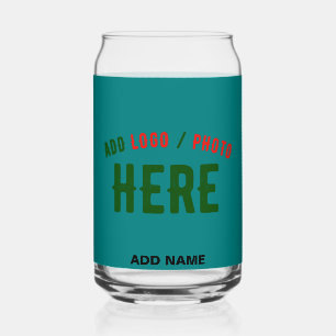 STYLISH MODERN CUSTOM TEAL GREEN VERIFIED BRANDED CAN GLASS
