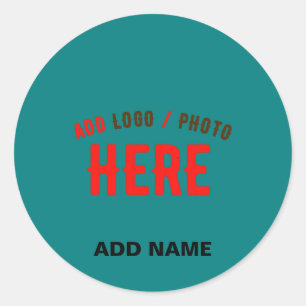 STYLISH MODERN CUSTOM TEAL GREEN VERIFIED BRANDED CLASSIC ROUND STICKER
