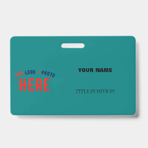 STYLISH MODERN CUSTOM TEAL GREEN VERIFIED BRANDED ID BADGE