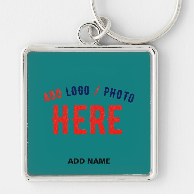 STYLISH MODERN CUSTOM TEAL GREEN VERIFIED BRANDED KEY RING (Front)