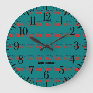 STYLISH MODERN CUSTOM TEAL GREEN VERIFIED BRANDED LARGE CLOCK