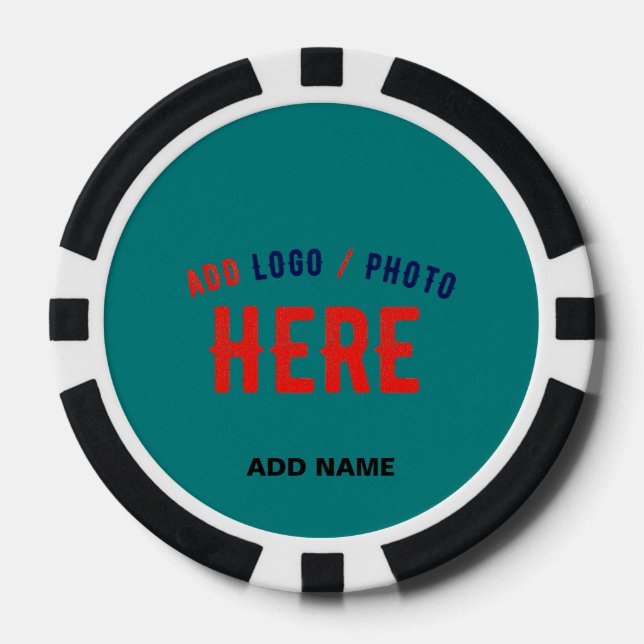 STYLISH MODERN CUSTOM TEAL GREEN VERIFIED BRANDED POKER CHIPS (Front)