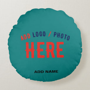STYLISH MODERN CUSTOM TEAL GREEN VERIFIED BRANDED ROUND CUSHION
