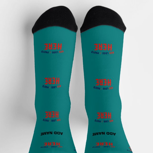 STYLISH MODERN CUSTOM TEAL GREEN VERIFIED BRANDED SOCKS (Top)