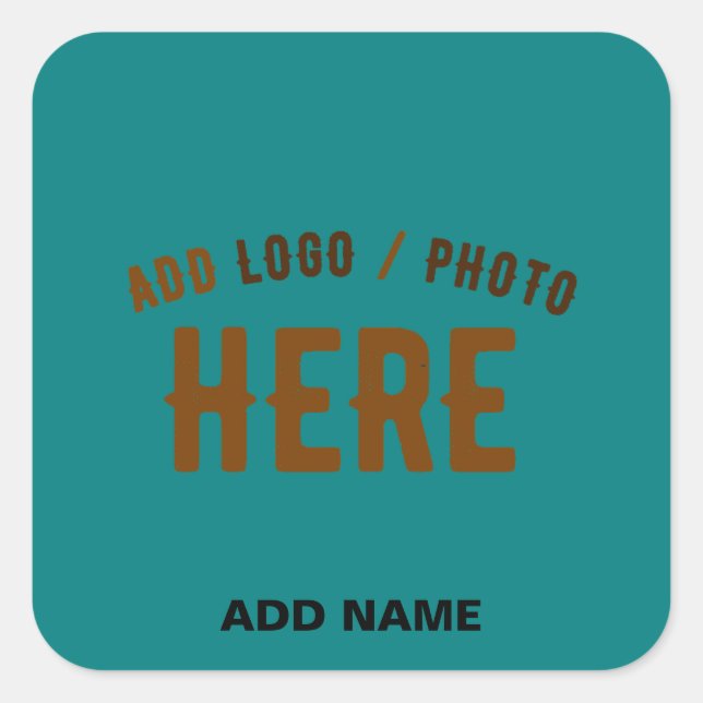 STYLISH MODERN CUSTOM TEAL GREEN VERIFIED BRANDED SQUARE STICKER (Front)