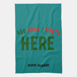 STYLISH MODERN CUSTOM TEAL GREEN VERIFIED BRANDED TEA TOWEL