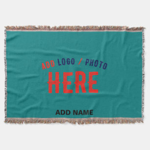 STYLISH MODERN CUSTOM TEAL GREEN VERIFIED BRANDED THROW BLANKET
