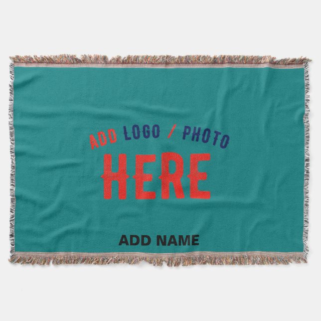 STYLISH MODERN CUSTOM TEAL GREEN VERIFIED BRANDED THROW BLANKET (Front)